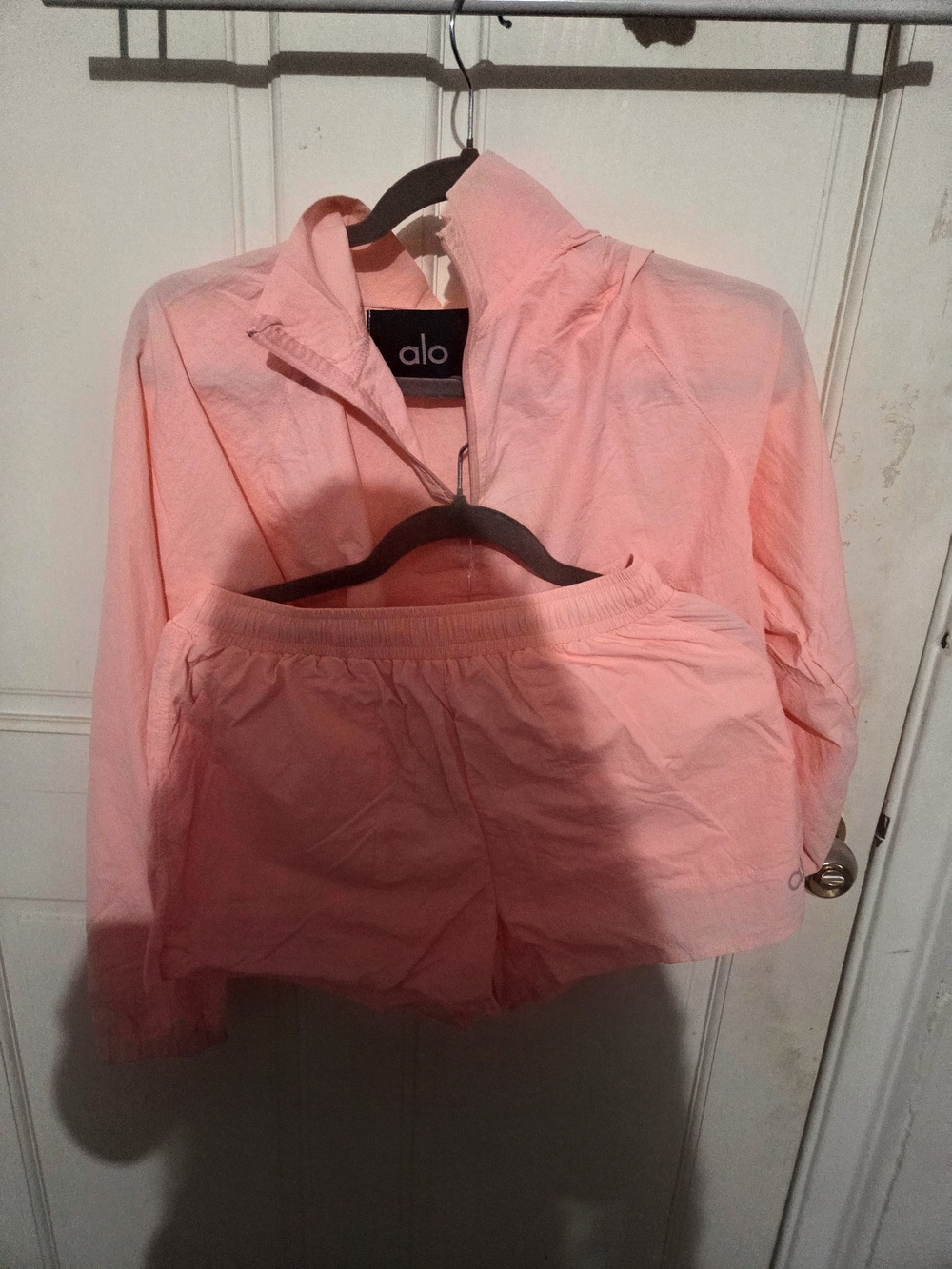 Alo Cropped Zip Jacket & Shorts Set in Pink